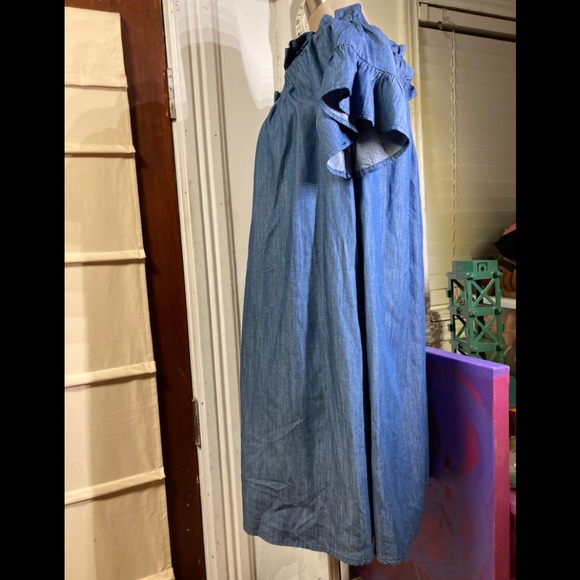 Altar’d State Jean color dress off shoulder cotton - Picture 3 of 8